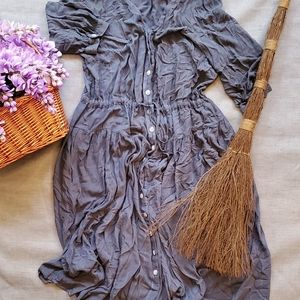 Lane Bryant draw string waist dress with button front